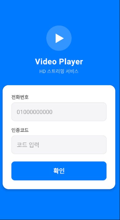 영상 플레이어로 위장한 앱 인증 화면