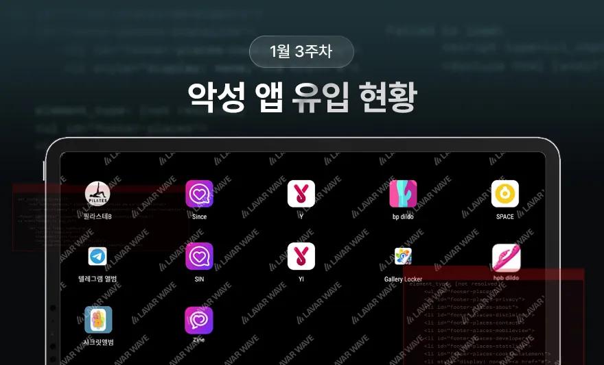 1월 3주차 몸캠피싱 악성 앱 유입 현황,몸캠피싱,악성앱,해킹앱,hpbdildo,YA