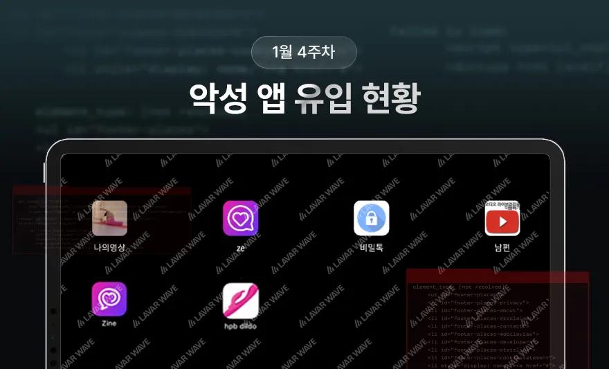 1월 4주차 몸캠피싱 악성 앱 유입 현황,몸캠피싱,해킹앱,악성앱,hpbdildo,비밀톡